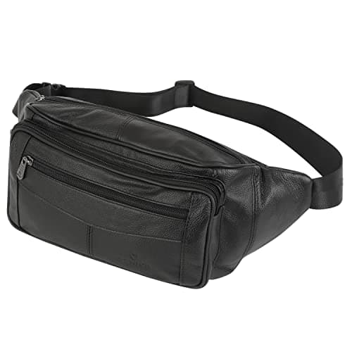 ZZNICK Genuine Leather Fanny Pack/Waist Bag/Organizer with Adjustable Belt, Multiple Pockets for Men and Women