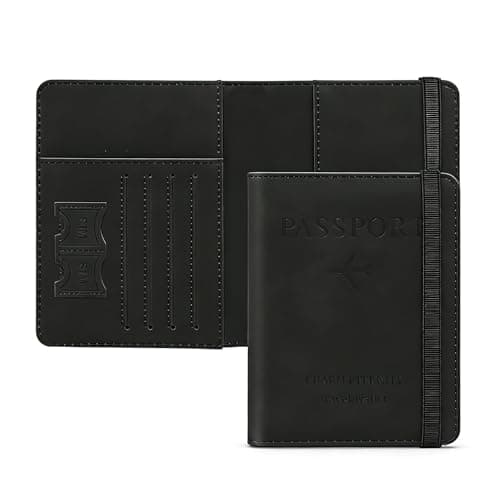 Czyan Passport Holder, Pu Leather Travel Passport Cover Wallet, RFID Passport Case with Card Holder, Travel Essentials for Credit Cards, Id and Travel Document (Black)