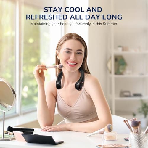 Morelax Neck Fan, Portable Neck Fan,Hands Free Bladeless Mini Fan with 360°Cooling Airflow, 3 Speeds Adjustable,Ultra Quiet Wearable, Suitable for Indoor Outdoor Travel Sports (Black) — view 4
