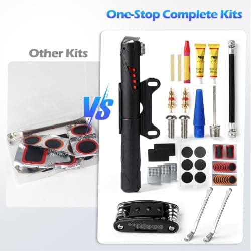 Beginreally Puncture Repair Kit Bicycle with Storage Bag, Complete Bicycle Tyre Repair Kit with Mini Pump and 16-in-1 Bike Tool Kit for Road Mountain Bike Emergency Fixes — view 4