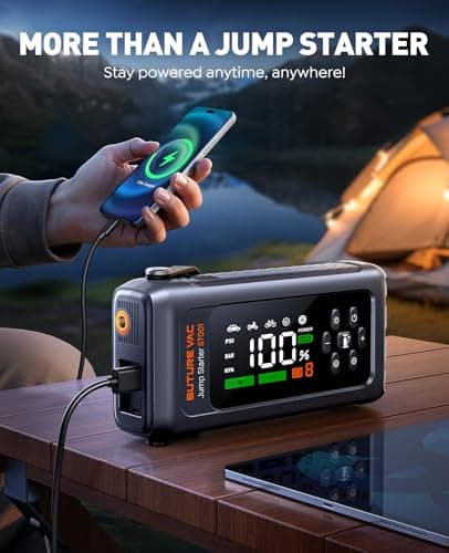 5000A Jump Starter Power Pack with 150PSI Air Compressor, Car Battery Booster Jump Starter for 12V Vehicle(Up to All Gas/9L Diesel), Jump Pack with Flashlight, Force Start, Gloves — view 4