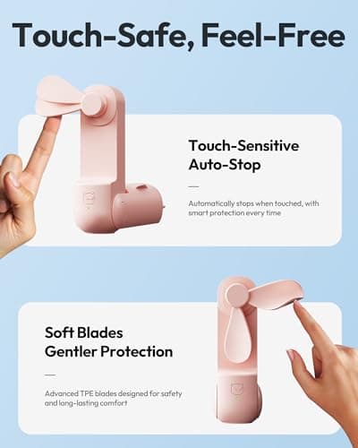gaiatop Portable Handheld Fan, 3 in 1 Mini Fan Handheld [17h Max Cooling], Foldable Personal Fans Pocket Design, USB Travel Fans Portable, Lash Trip Summer Essential Cute Gifts for Women Girl, Pink — view 6