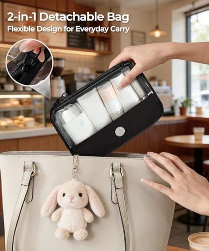 EPEDAL24 Preppy Makeup Bag, Rectangle Double Detachable Cosmetic Organizer, Clear Side Panel Portable Travel Pouches & Brushes Case for Beauty & Tech Accessories, Gift for Women — view 6