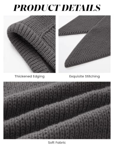 Vijamiy Knitted Hooded Scarf for Women 2-in-1 with Elastic Fit, Dark Grey — view 4