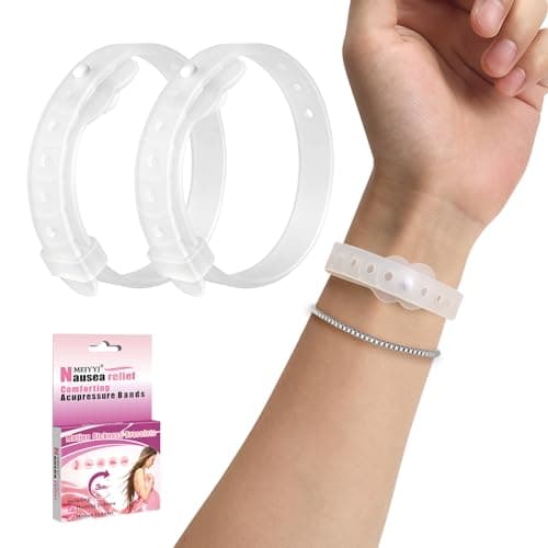 MEIYYJ Morning Sickness Bands Anti Nausea Bands for Pregnant Wowen Pregnancy Bracelet Acupressure Nausea Relief for Car, Sea, Air Sickness-Transparent