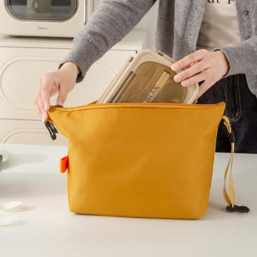 YUDANSI Insulated Lunch Bag with Thick Foil, Leakproof Thermal Lunch Tote for Work School Picnic, Large Capacity Cooler Bag with Adjustable Shoulder Strap for Men Women Adults Kids (Yellow) — view 3