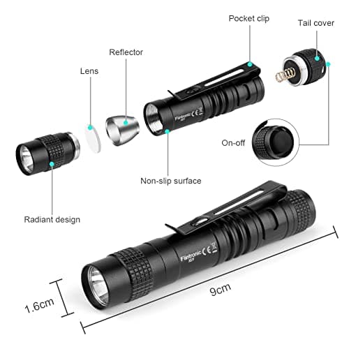 flintronic Mini Torch, 3.5" Pocket LED Torch Flashlight with Pocket Clip, Ultra Bright Waterproof Pocket Light for Household, Workshop, Repair, Hiking, Powered by 1*AAA Battery (not Included) — view 5