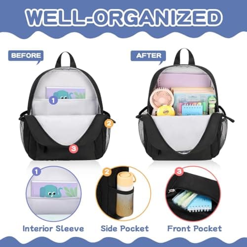 QIXIHU Toddler Backpack for Boys Girls, 12'' Mini Preschool Backpack for Kids Age 2-4 Years Old Small Toddler Bookbag for Kindergarten with Chest Buckle and Reflective Strip — view 4