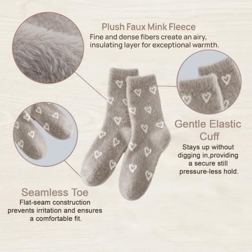 LEKMBBY 6 Pairs Fluffy Socks for Women and Girls, Cosy Slipper Socks, Warm Cozy Bed Socks, Thick Fuzzy Thermal Winter Socks, Soft Cute Socks Gifts, Christmas Gift for Her, UK Size 4-7 — view 2