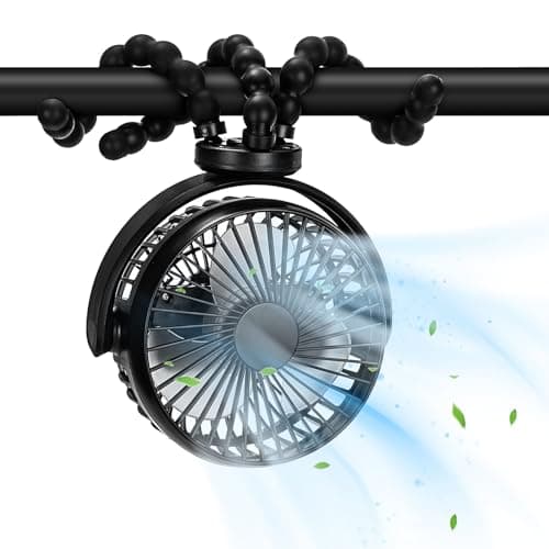 PaPaFboy Pram Fan, Rechargeable 3-Speed Clip On Fan, Black