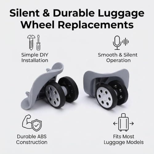 Naroote Suitcase Wheels Replacement 2pcs Silent Trunk Wheels for Luggage Repair Grey — view 3