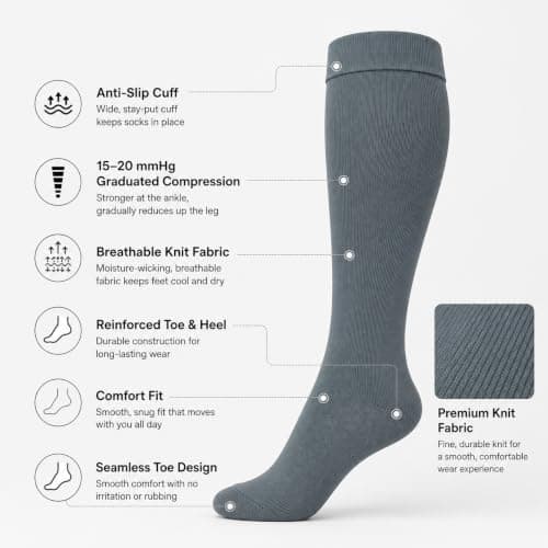ARG Compression Flight Socks for Men & Women 2 Pairs(Grey, 6-11 UK) — view 5