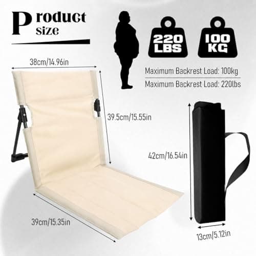 Gonggi Folding Beach Chair, Beach Chairs Low Folding Lightweight, Floor Chair with Back Support for Fishing Barbecues Hiking Traveling Outdoors Activities Camping Chaired (Off White) — view 2