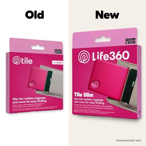Life360 Tile Slim - Wallet Finder, Bluetooth Tracker and Item Locator for Luggage Tags, Passports and More. Both iOS and Android Compatible. Phone Finder. 1-Pack (Pink Punch) — view 2