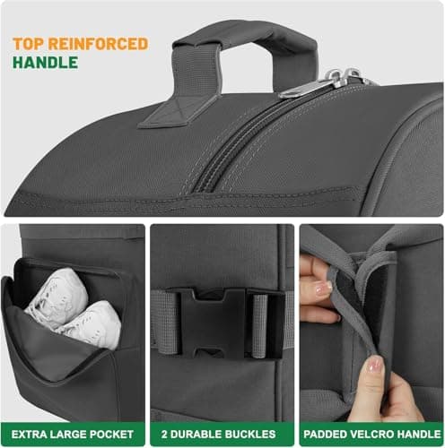 Golf Travel Bags with Wheels, 1200D Heavy Duty Oxford Wear-Resistant with Extra Storage Bag, Lightweight & Portable Golf Club Travel Cover for Airlines Easy Storage，Grey：Handle — view 5