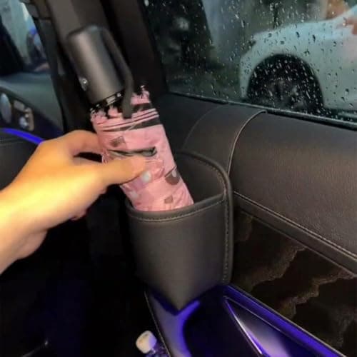 Leather Car Door Storage Pocket Double-layer Compartments Organizer (Black) — view 5