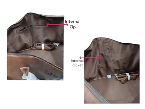 ZOEEDEN Personalised Travel Bag SET | Holdall Carry On Weekender Bag | Overnight Travel Duffel Bags for Men and Women | Wash bag and Travel for travel (Brown SET) 2 initials — view 5