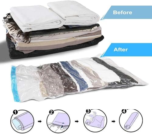 QH7 Roll-up Storage Bags, 10 Pack Travel Compression Bags (5 Medium + 5 Large), No Pump or Vacuum Needed, Reusable Space Saver Bags,Perfect for traveling(5(60x40) cm 5(50x35) cm) — view 6