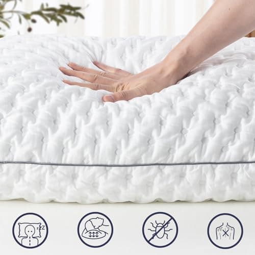 BedStory Pillows Pack of 2 - Shredded Memory Foam Pillow for Neck and Shoulder Pain Relief, Hypoallergenic and Cooling Bed Pillow - 50x75 cm, 1 Pair — view 3