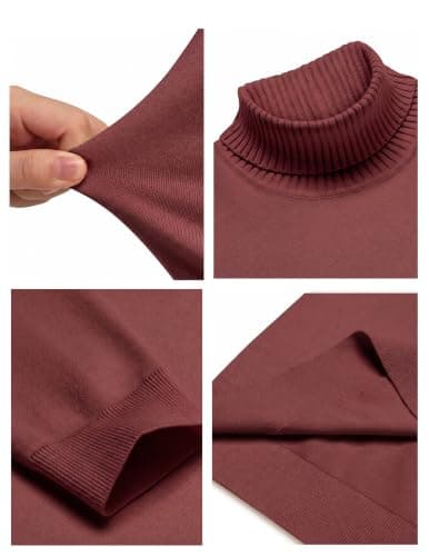 COOFANDY Men's Turtleneck Long Sleeve Jumpers Winter Deepred M — view 6