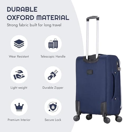 Skylark Carry-on 20" Lightweight Soft Expandable Suitcase, Hand Luggage 4 Wheels & Combination Lock, 55x35x20cm | Accepted All Airlines easyjet, RyanAir, British Airways (Navy, 36 litres) — view 6
