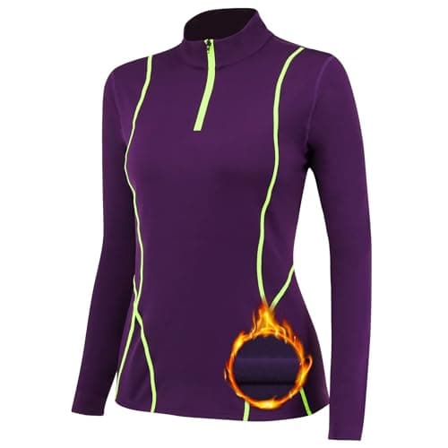 TERODACO Base Layer Women Half Zip Ski Thermal Tops 02513 Purple M