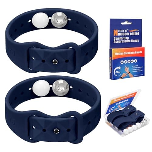 MEIYYJ Travel Sickness Bands for Adults Adjustable Anti Sickness Wristbands Natural Nausea Relief of Headaches,Insomnia,Anxiety,Sleep Aid, Morning Sickness-Double Buckle Dark Blue