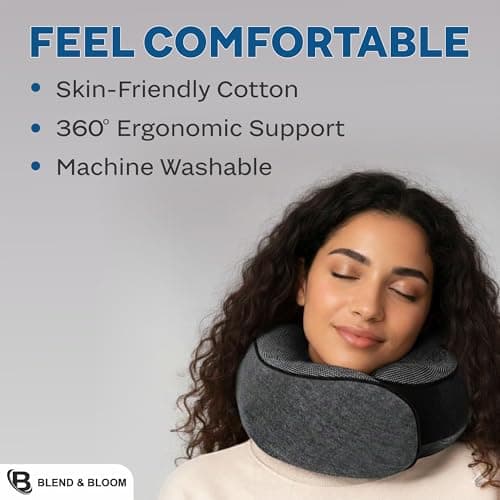 Blend & Bloom Travel Pillow for Airplane, Dark Grey — view 3