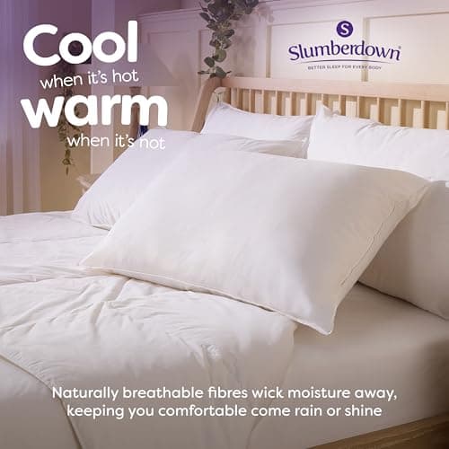 Slumberdown 100% British Wool Pillow 1 Pack - Naturally Cooling & Moisture-Wicking for Hot Sleepers, Luxury Back & Side Sleeper Pillow - Hypoallergenic Cotton Cover, UK-Made (48 x 74cm) — view 2