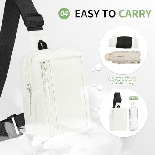 SUIKIHUM Mini Sling Bag for Men and Women 7.5" Pocket, White — view 6