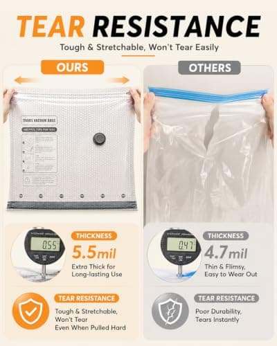Vacuum Storage Bags for Travel with Wireless Electric Pump, 12 Pack 3-Size Travel Vacuum Bags with Pump Rechargeable, Fast Compression Portable Vacuum Packing Cubes, 80%Luggage Space Saver for Clothes — view 4