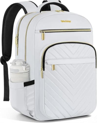 LASUK Travel Laptop Backpack for Women Men, 17.3 inch, White