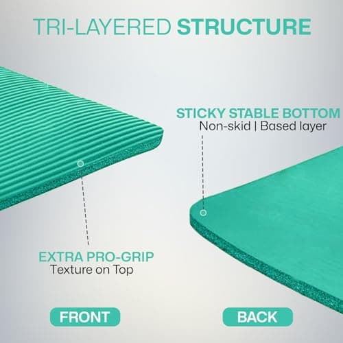 Xn8 Sports Yoga mat 10mm & 15mm Thick NBR Exercise Mat - Non-Tearable Pilates Mat with Extra Carry Strap - Yoga Mats for Women Men for Aerobics Lunges Planks Indoor & Outdoor 61Lx20Wx1.5 & 1Th — view 6