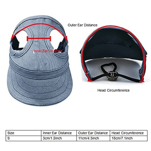 Dioche Adjustable Pet Baseball Outdoor Sunbonnet for Dogs and Cats Canvas Stripe Hat Summer Travel Sport Size S (S) (M) (L) (S) — view 4