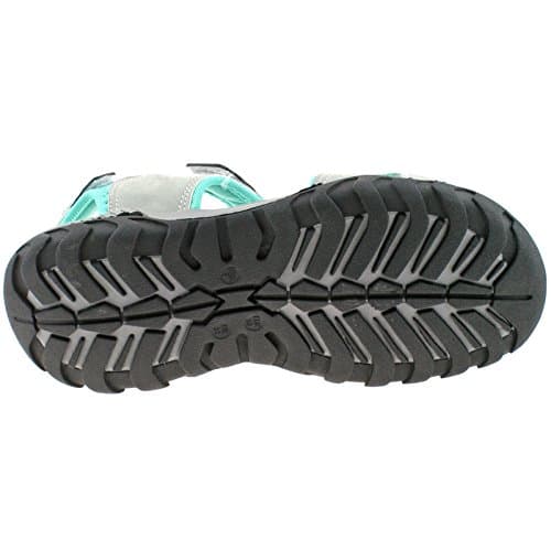 PDQ SANDY Womens Faux Nubuck Velcro Sports Sandals Light Grey/Mint — view 4