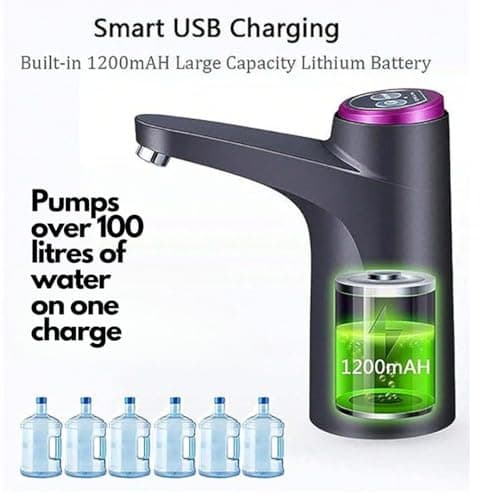 Electric Water Dispenser Pump Tap - USB Charging, Automatic, Portable, Safe ABS Plastic & Food Grade Silicone - Universal Bottle Fit - Camping and Travel - Fits most bottles — view 2