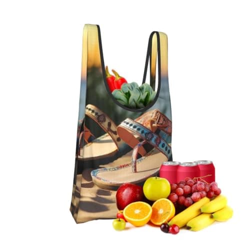 POCUK Summer Beach Sandals Fold Eco-Friendly Shopping Bags Daily Reusable Grocery Tote Bags Compact — view 4