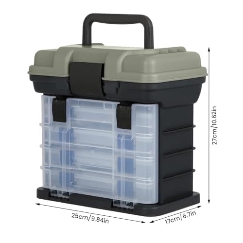 BREEZENEST Four-Tier Portable Tool Storage Case, Multi-Compartment Hardware Organiser Box with Adjustable Dividers, Lightweight Plastic Tool Box for DIY Tools, Screws, Accessories Storage — view 5