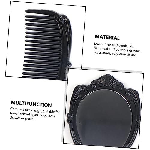 Hairdressing Mirror Comb Suit Black Pp Portable Handheld — view 2