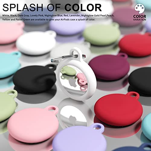 oakxco for Airtag Keychain Silicone, Airtag Holder with Key Ring, Air Tag Cover Cute Accessories for Kids, Luggage, Car Dog Collar, Car, Compatible with Apple Airtag Case Waterproof Tracker, White — view 3