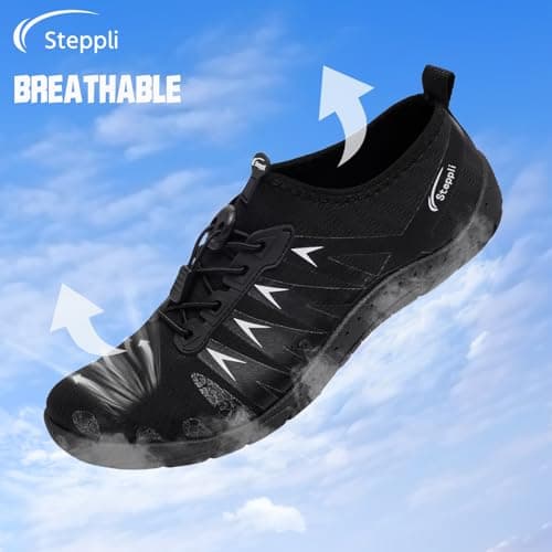 Steppli Water Shoes Beach Swim Pool Sea Surf Aqua Quick-Dry Breathable Weitsuit Non Slip Lightweight Shoes for Men Women Black EU43=UK9.5 — view 5