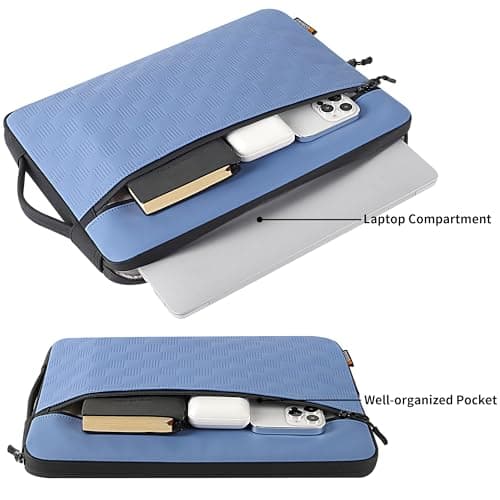 DOMISO 14 Inch Laptop Sleeve Case – Premium Waterproof & Shockproof Protective Cover for MacBook Pro M3/M2/M1 (A2779, A2442) & 14" MacBook Air | Slim Fit with Front Pocket & Carry Handle ，Blue — view 3