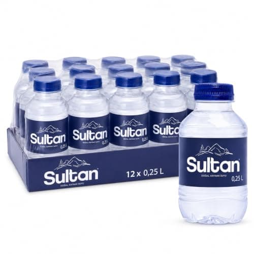 Sultan Natural Water 12 x 250ml Still Bottled Water Multipack Compact Mini Water Bottles Total 3 Litres Ideal for Lunch Boxes, Kids, Travel, Events, Meetings & Everyday Hydration