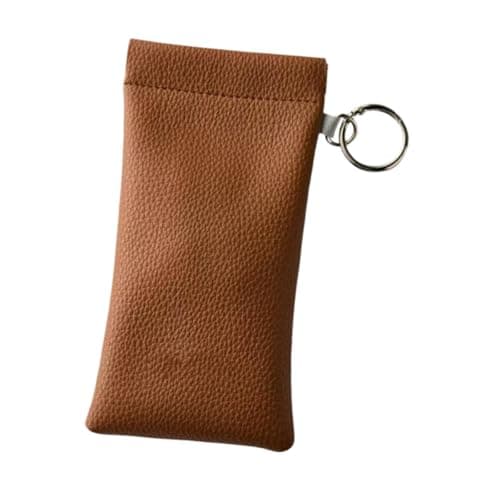 RNXRZANK Sunglasses Pouch Eyeglasses Storage Case Glasses Organizer Bag Soft Faux Leather Compression Resistant Auto Closing with Detachable Strap Suitable for, brown