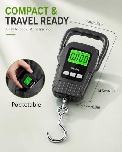 Acual Portable Luggage Scale, Digital Travel Scale with LCD Display, 50kg — view 3
