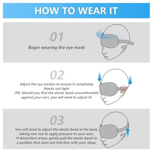 Henyall 20 Pack Eye Mask for Sleeping,Blackout & Breathable Sleep Mask with Nose Pad for Men & Women,Soft Blindfold Eye Shade Cover for Travel,on The Plane, Lunch Break and Camping Usage (Black) — view 6