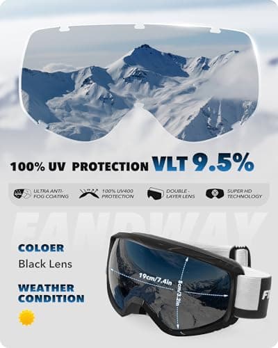Findway Ski Goggles For Women Men Youth Teen, Snowboarding Goggles Over Glasses Compatible Helmet, Anti-fog UV Protection, Anti-glare Skiing Goggle Silver For Skiing Snowboarding — view 3