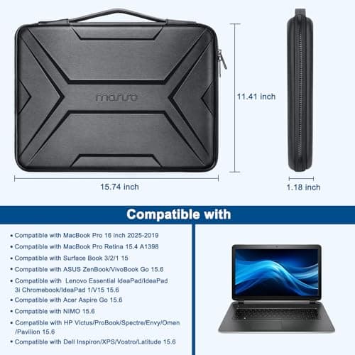 MOSISO 15-16 inch Laptop Hard Case,Waterproof Shockproof Bag, Black — view 5
