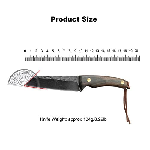 Fubinaty Small Chef Knife 4 Inch Japanese BBQ Knife Handmade Forged Kitchen Knives Full Tang High Carbon Steel with Sheath and Wooden Handle for Home and Outdoor Cooking — view 3