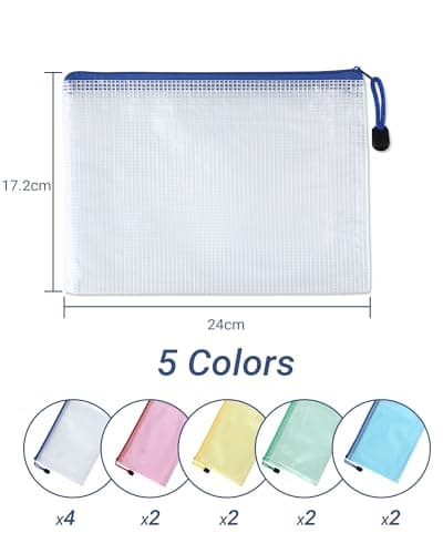 12 Pack A5 Plastic Wallets, A5 Zip Wallets for Documents, Files & Storage — view 2